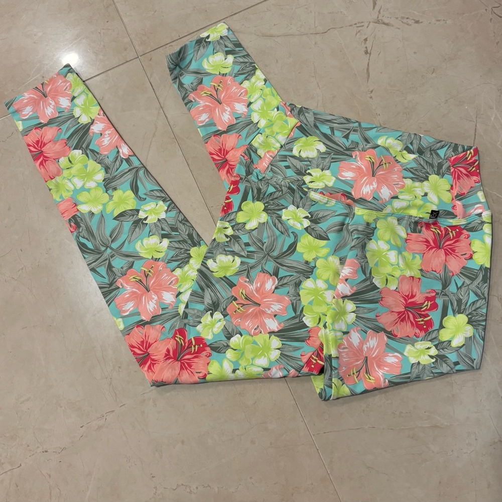 Floral Leggings with Tropical Print